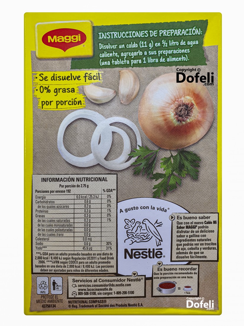 Maggi Mi Sabor hen broth tablets from the Dominican Republic, a cooking staple.